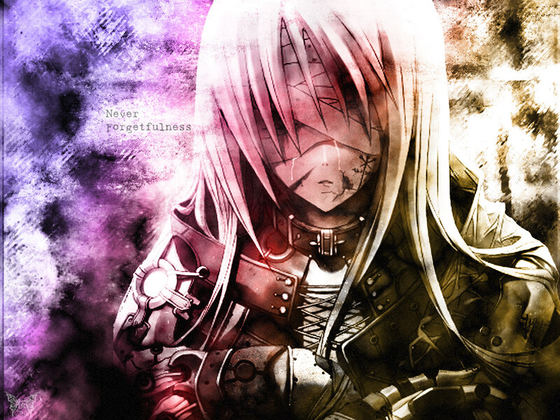 Anime Character with White Hair — Purple, Dramatic, Digital Art, Armor