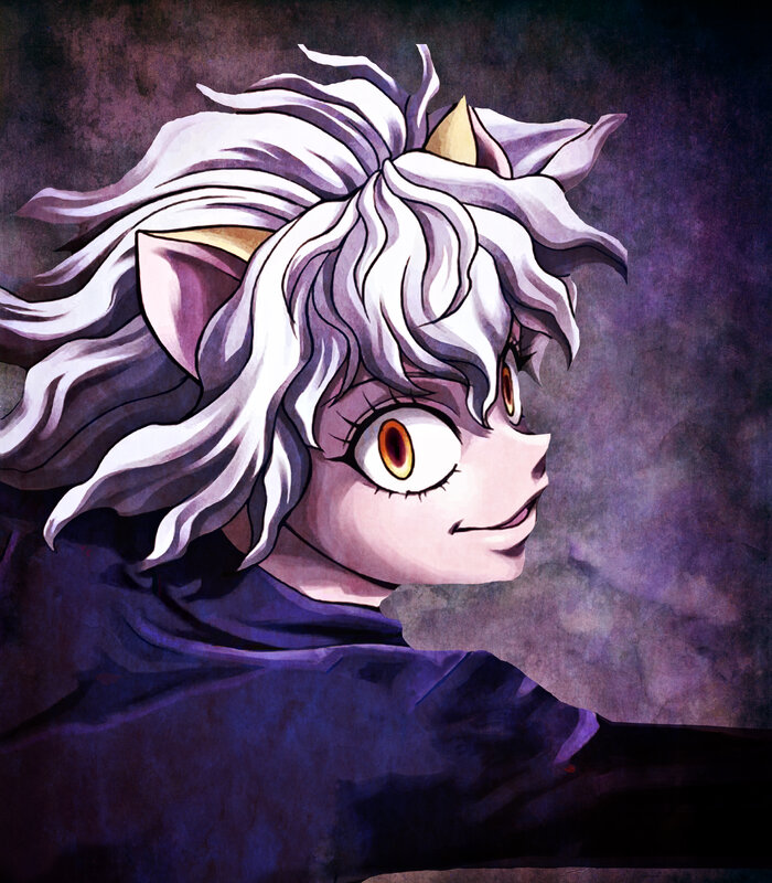 Anime Character with White Hair — Purple, Dramatic, Manga, Cat Ears