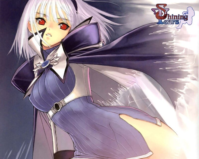 Anime Character with White Hair — Purple, Dramatic, Manga