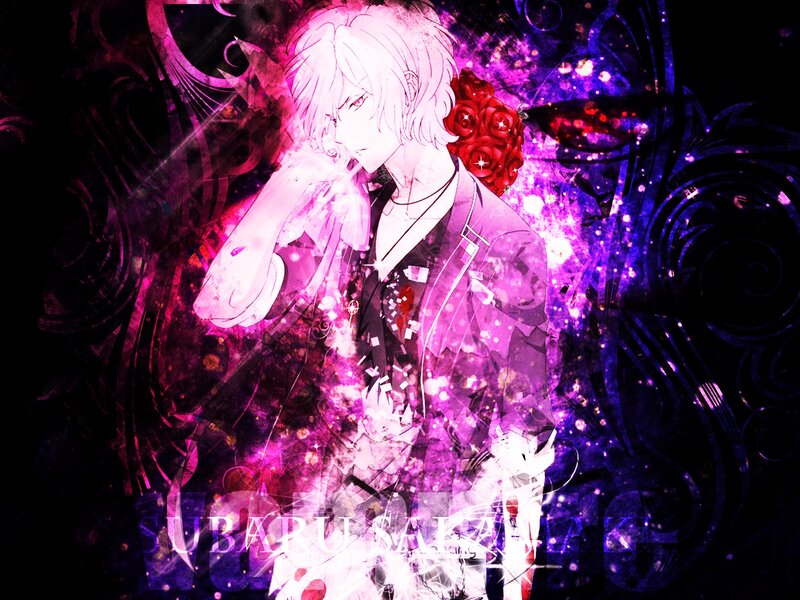 Anime Character with White Hair — Purple, Dramatic, Night, Digital Art, Red Roses