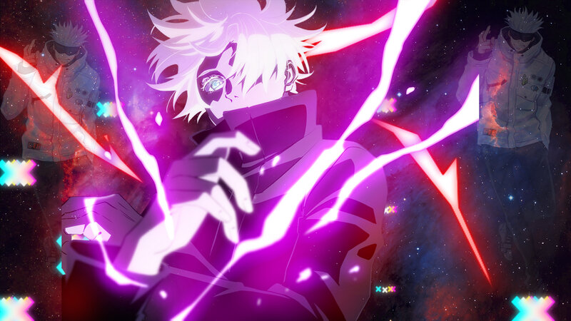 Anime Character with White Hair — Purple, Dramatic, Night, Space