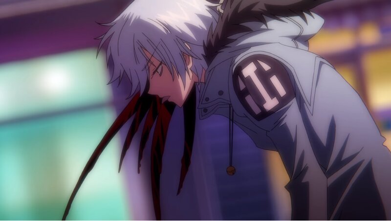 Anime Character with White Hair — Purple, Dramatic, Night, White Hair, Hooded Jacket