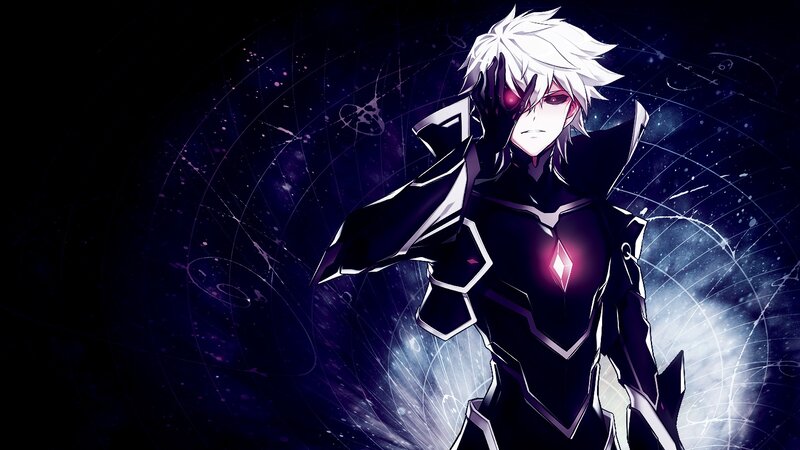 Anime Character with White Hair — Purple, Dramatic, Night, White Hair