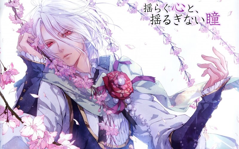 Anime Character with White Hair — Purple, Serene, Spring