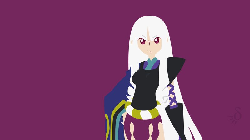 Anime Character with White Hair — Purple, Serious, Digital Art
