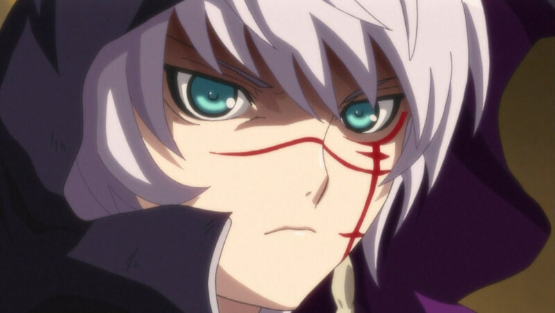 Anime Character with White Hair — Purple, Serious
