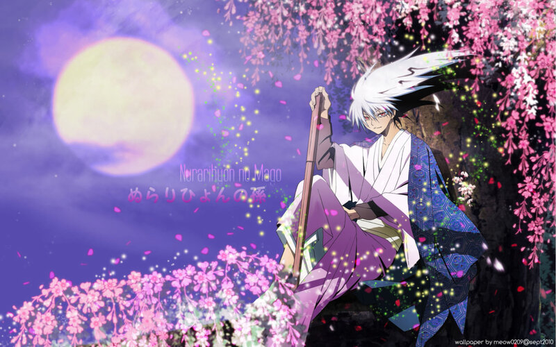 Anime Character with White Hair — Purple