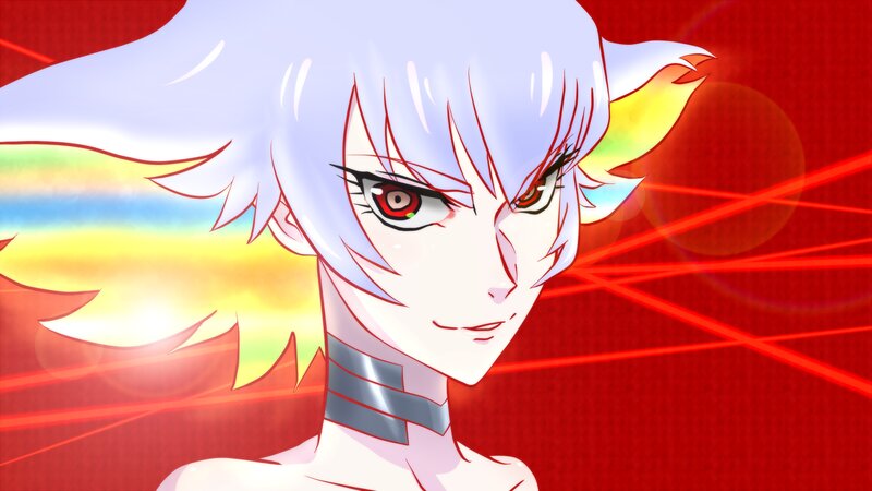 Anime Character with White Hair — Red, Dramatic, Red Eyes