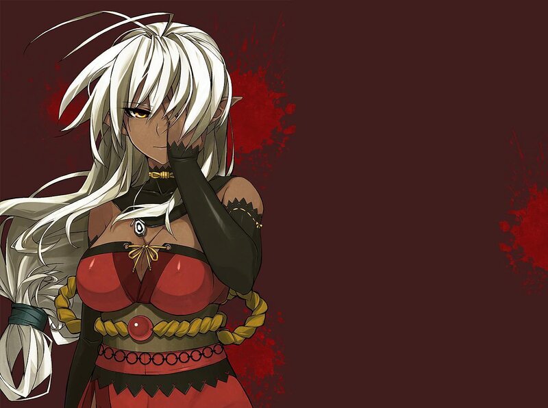 Anime Character with White Hair — Red, Dramatic, Red Splatters