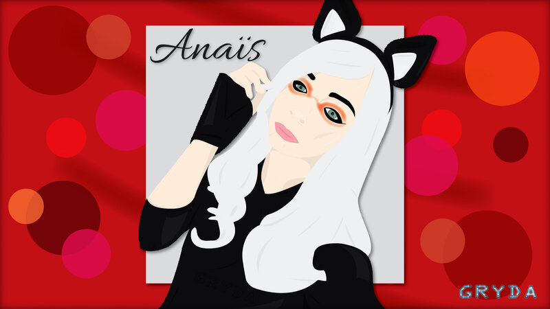 Anime Character with White Hair — Red, Playful