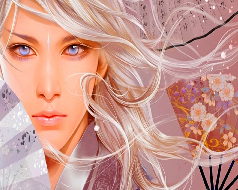 Anime Character with White Hair — Serene, Digital Art, Fan, Eyes