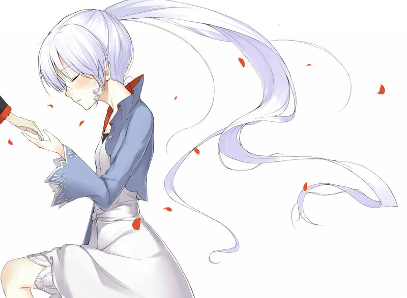 Anime Character with White Hair — Serene, Long Hair