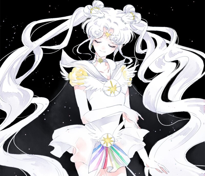 Anime Character with White Hair — Serene, Night