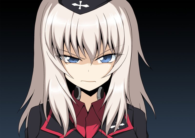 Anime Character with White Hair — Serious, Blue Eyes, Military Hat