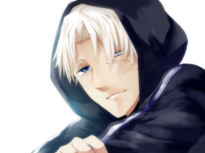 Anime Character with White Hair — Serious, Hooded Cloak