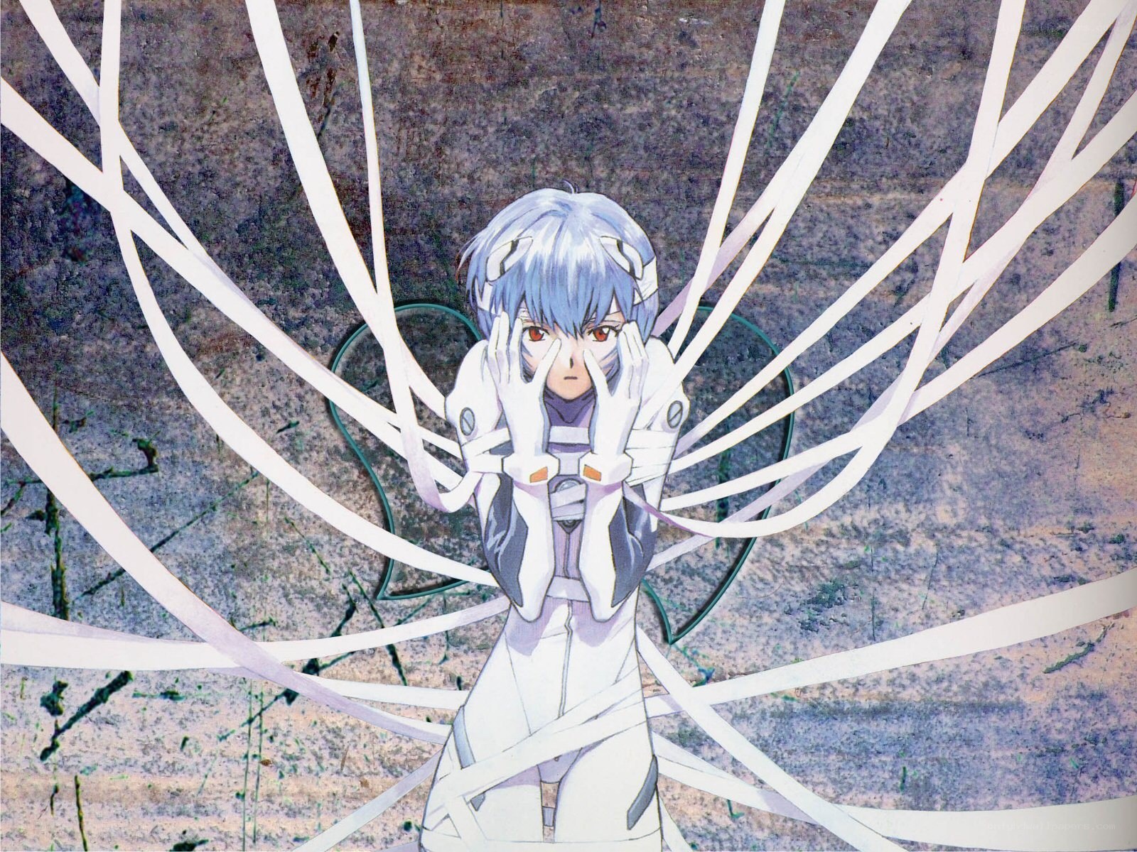Anime character with white ribbons