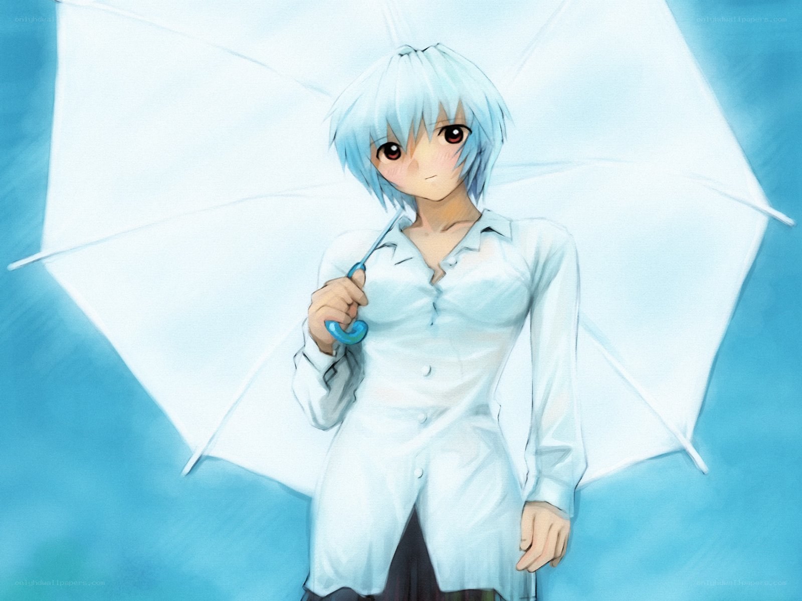 anime character with white umbrella