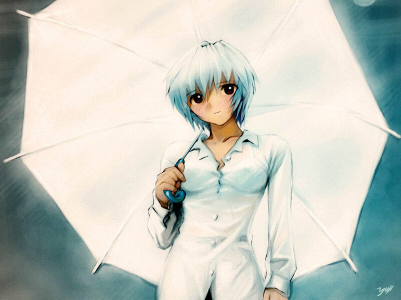 anime character with white umbrella