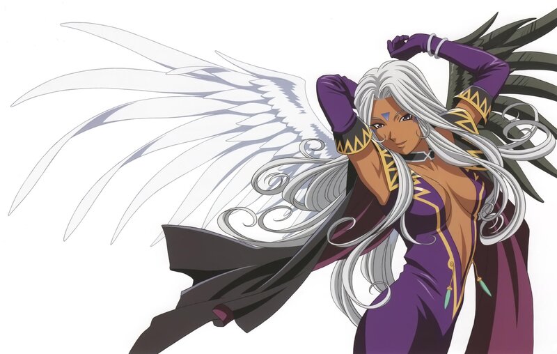 anime character with white wings