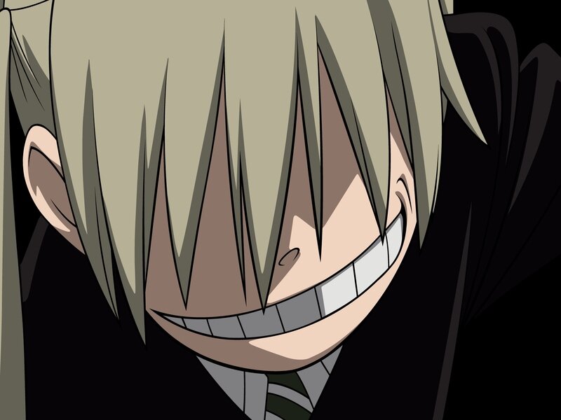 Anime Character with Wide Grin — Black