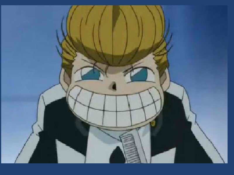 Anime Character with Wide Grin — Blue