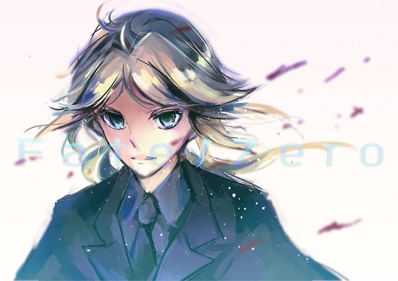 Anime character with wind-blown hair