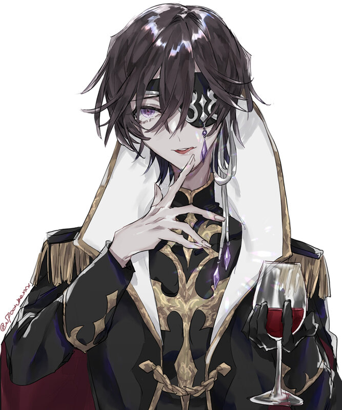 Anime Character with Wine — Black