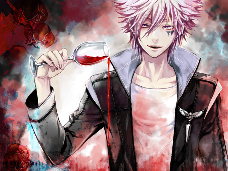 anime character with wine glass