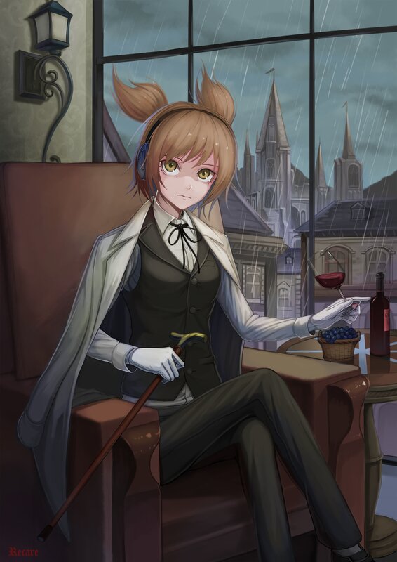Anime Character with Wine