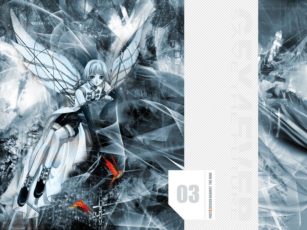 anime character with wings and birds