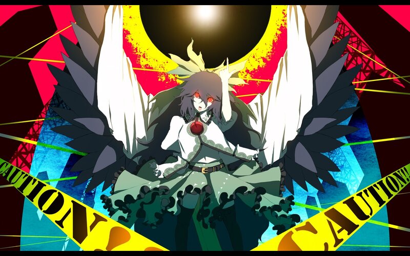 anime character with wings and caution tape