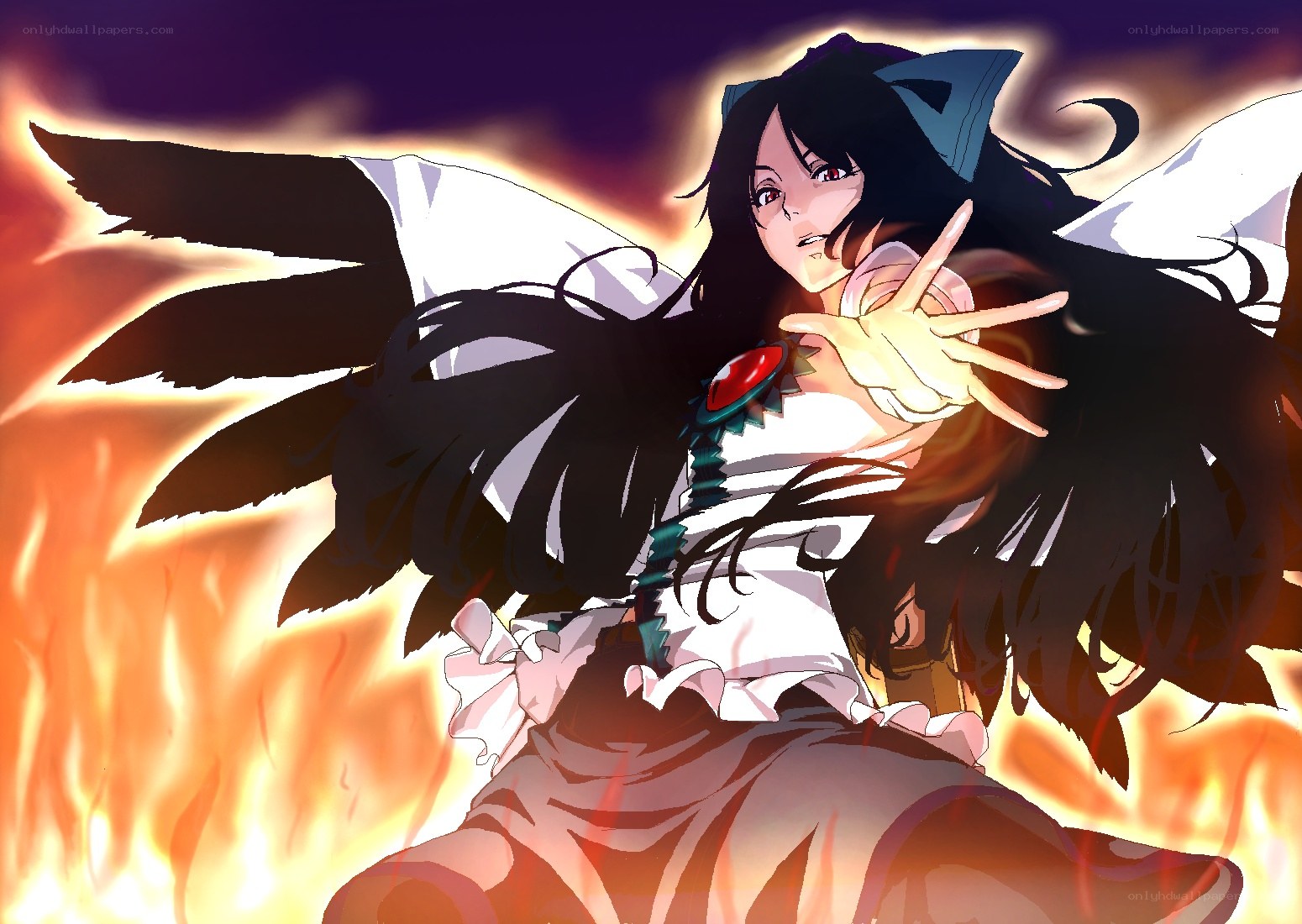 anime character with wings and fire