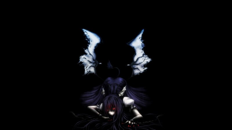 Anime Character with Wings — Black, Dark, Night