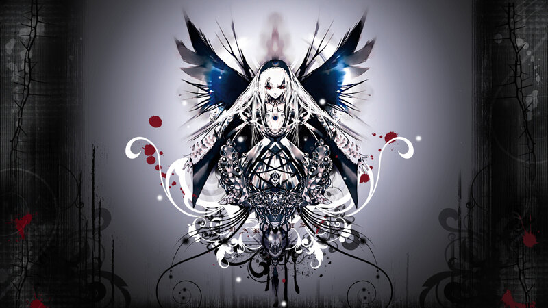 Anime Character with Wings — Black, Dark