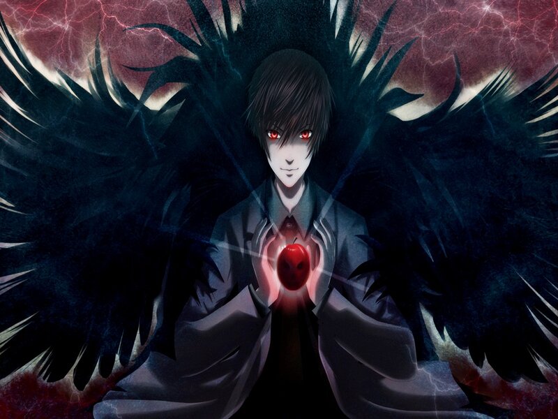 Anime Character with Wings — Black, Dramatic, Dark, Apple