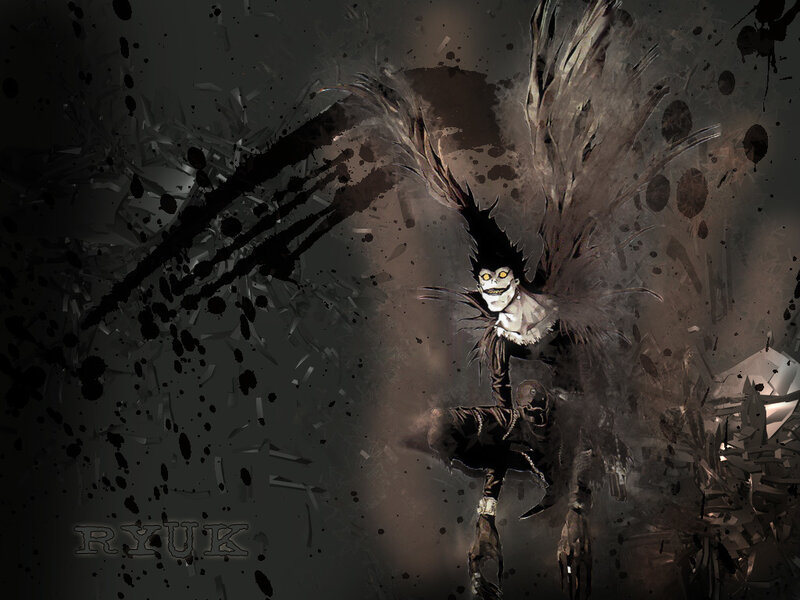 Anime Character with Wings — Black, Dramatic, Dark