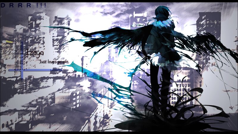 Anime Character with Wings — Black, Dramatic, Digital Art, Cityscape