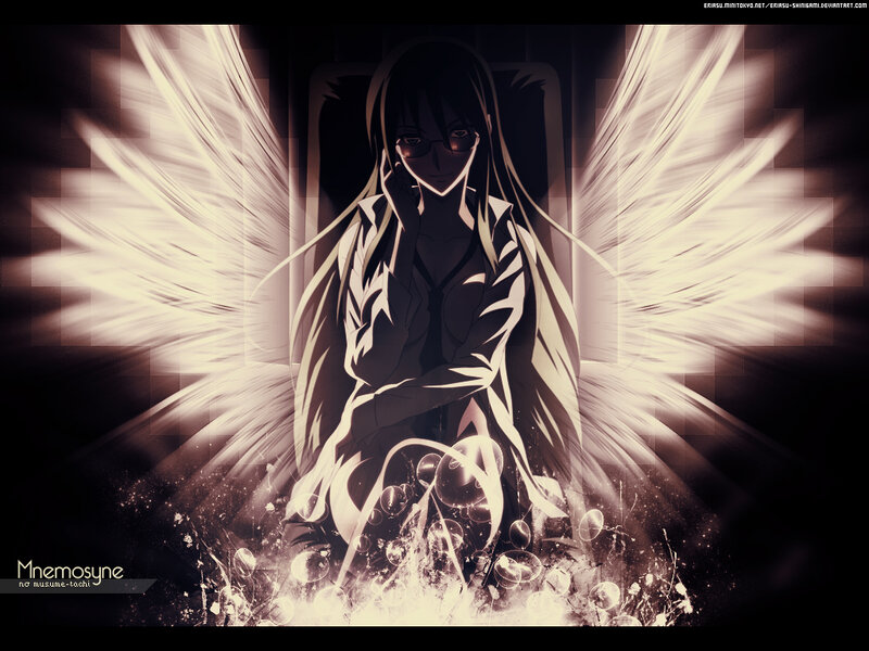 Anime Character with Wings — Black, Dramatic, Digital Art, Glasses, Bubbles