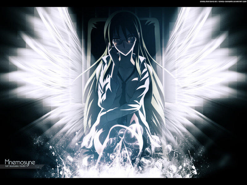 Anime Character with Wings — Black, Dramatic, Digital Art, Glasses