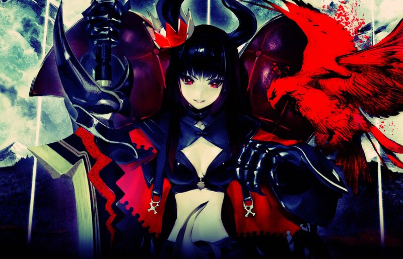 Anime Character with Wings — Black, Dramatic, Digital Art, Sword, Armor