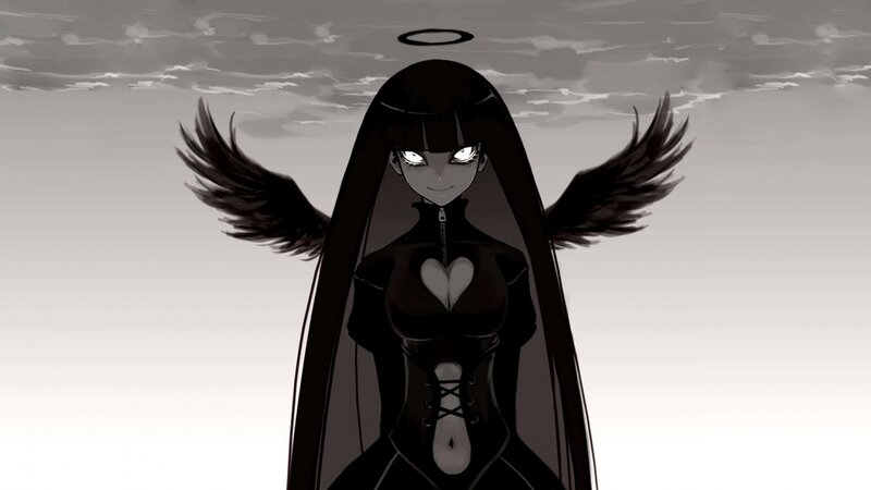 Anime Character with Wings — Black, Dramatic, Manga, Halo