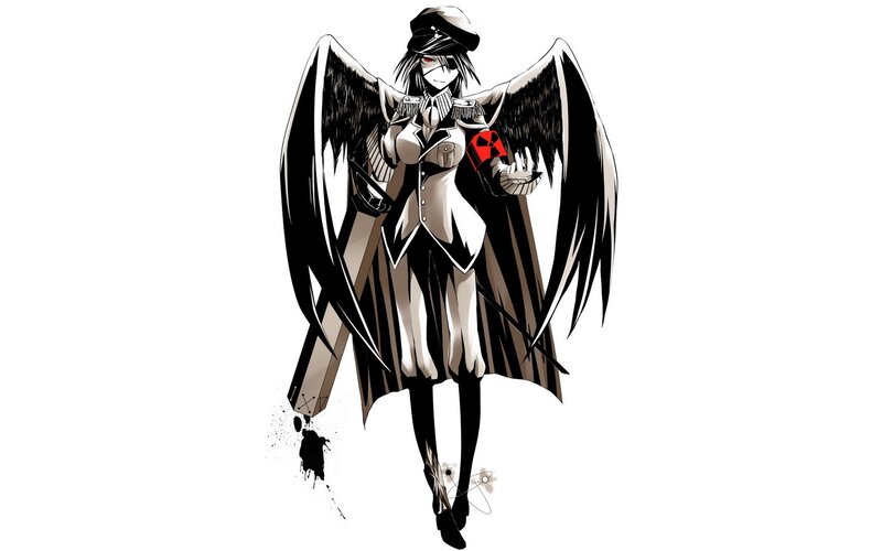 Anime Character with Wings — Black, Dramatic, Manga, Hat, Sword