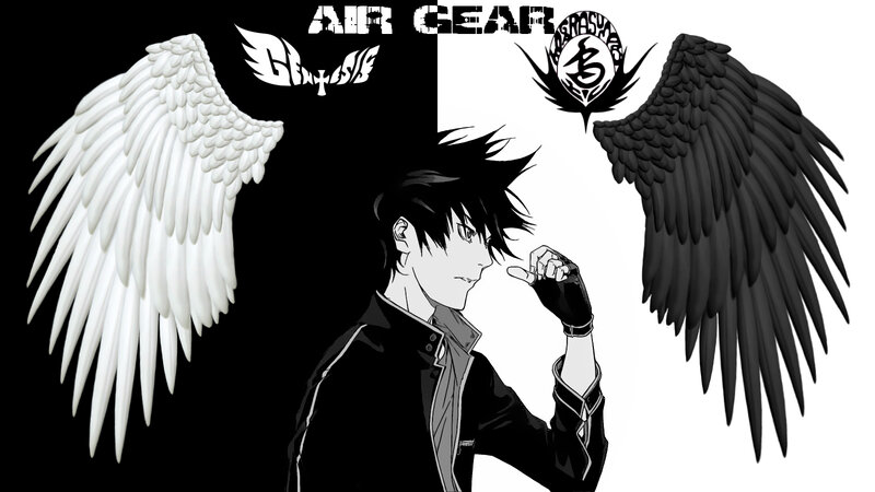 Anime Character with Wings — Black, Dramatic, Manga, Logo