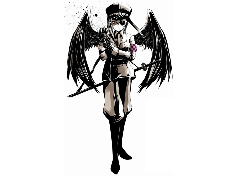 Anime Character with Wings — Black, Dramatic, Manga, Sword
