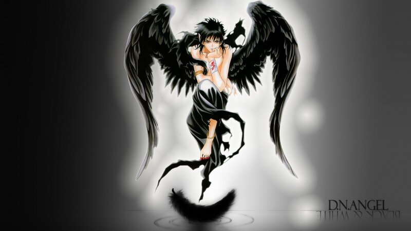 Anime Character with Wings — Black, Dramatic, Manga, Tail