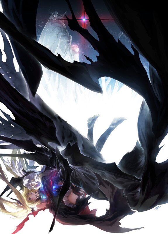 Anime Character with Wings — Black, Dramatic, Night, Digital Art, Crystal