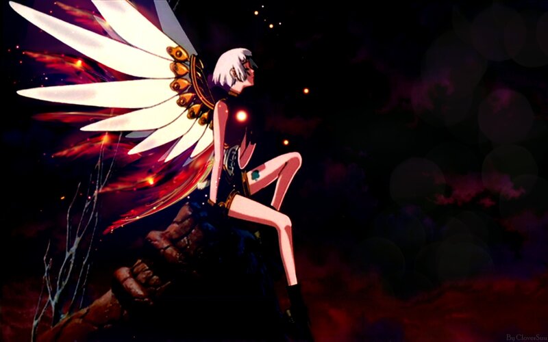 Anime Character with Wings — Black, Dramatic, Night, Rock