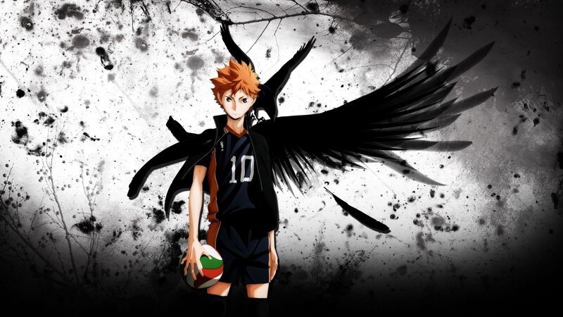 Anime Character with Wings — Black, Dramatic, Volleyball