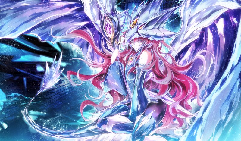 Anime Character with Wings — Blue, Dramatic, Digital Art, Long Hair, Armor