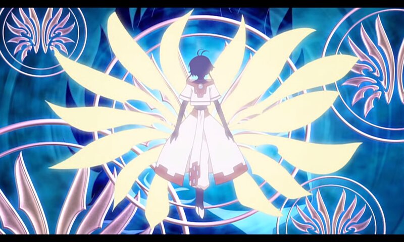 Anime Character with Wings — Blue, Dramatic, Magic Circle